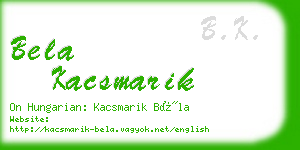 bela kacsmarik business card